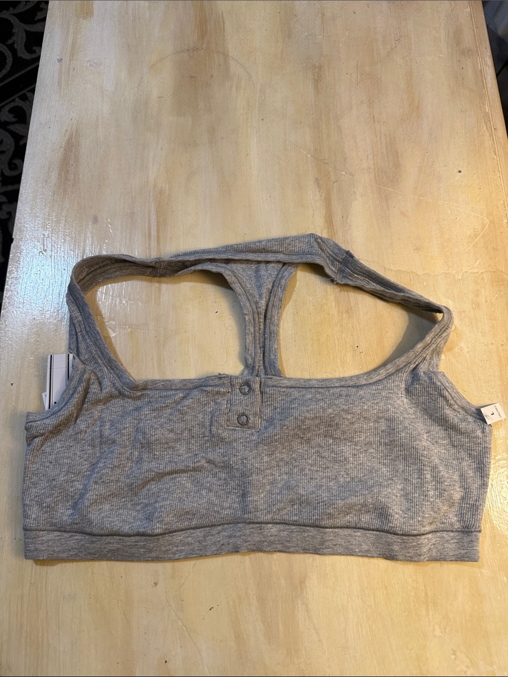 PINK Victoria's Secret Gray Ribbed Racerback Bralette with Front Snap